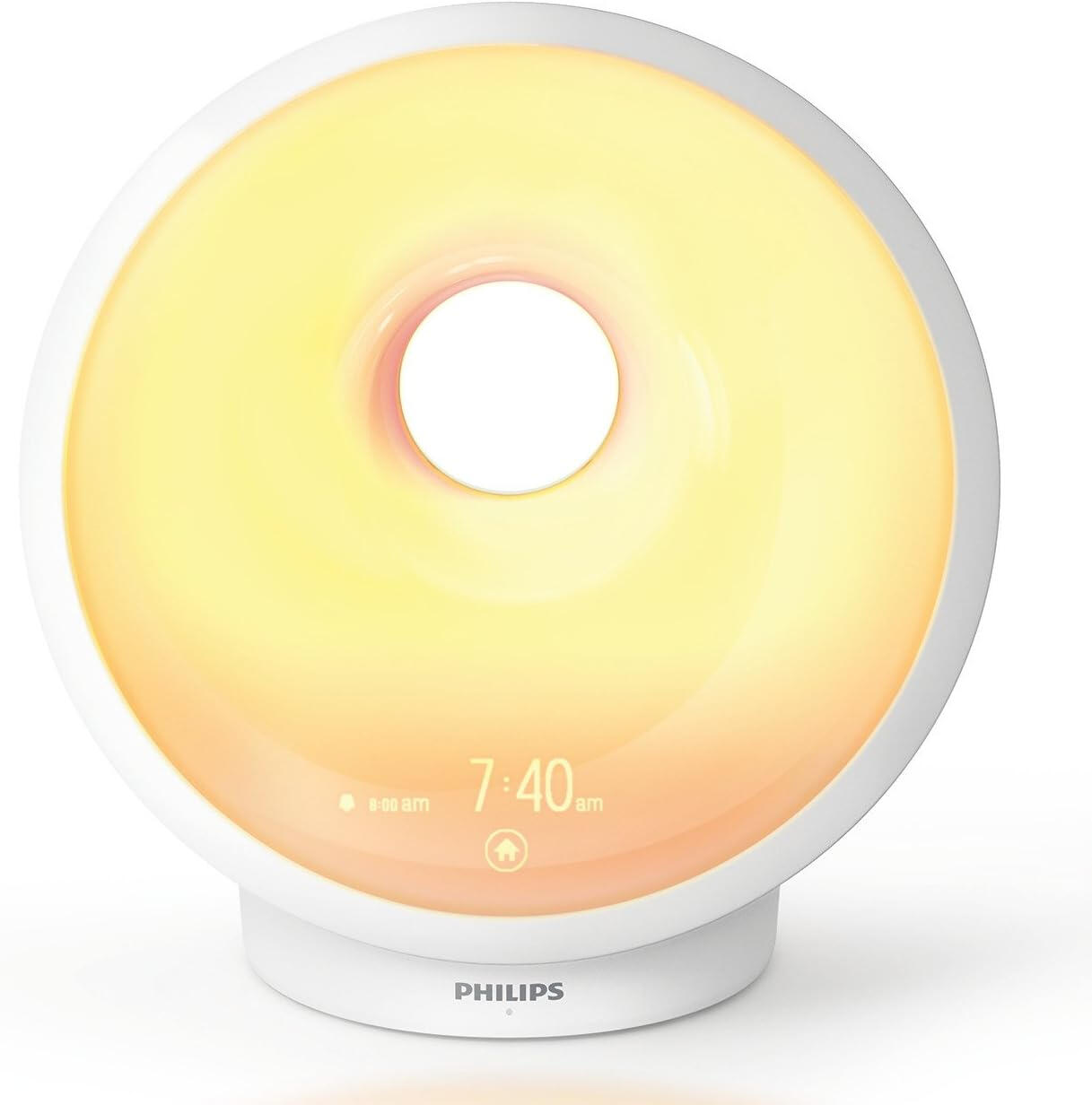 **Philips SmartSleep Wake-Up Light HF3650/60** Philips SmartSleep Wake-Up Light simulating sunrise with adjustable brightness and gentle sounds